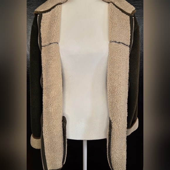 Vintage Coaco New York Dark Green Coat With A Cream Fleece Interior Lining - Picture 7 of 10